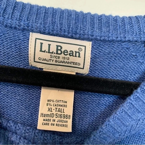 L.L. Bean blue  cotton cashmere blend sweater - Picture 2 of 4